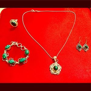 Malachite Gemstone 925 Silver Jewelry set